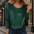 thumbnail image 2 of Celebration Haut à Manches Longues à Paillettes Col Rond pour – Chemise de Fête Décontractée Prête avec T-Shirts Pailletés pour Femmes Vert P, 2 of 5