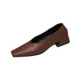 thumbnail image 2 of Miluxas Women's Leather Printed Snakeskin Square Toe Slip On Dressy Flats Shoes Brown 9(42), 2 of 9