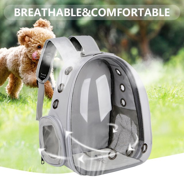 Bolsa De Viaje Para Gatos Mochila Oxford para animales, mochila portátil para gatos, suministros para mascotas (gris claro)