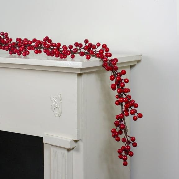 Northlight Red Berries Artificial Twig Christmas Garland - 5' x 3.5" - Unlit