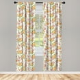 thumbnail image 3 of Ambesonne Flower Curtains, Peony Poppy Bridal Theme, Pair of 28"x84", Pale Orange Green Rose, 3 of 5