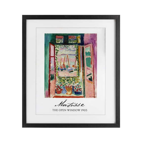 The Open Window Matisse Black Framed Print Under Glass, design by Vintage Hustle