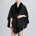thumbnail image 2 of Cape Châle Tricotée Couleur Unie, Col Faux Élégant pour Femmes, 2 of 3