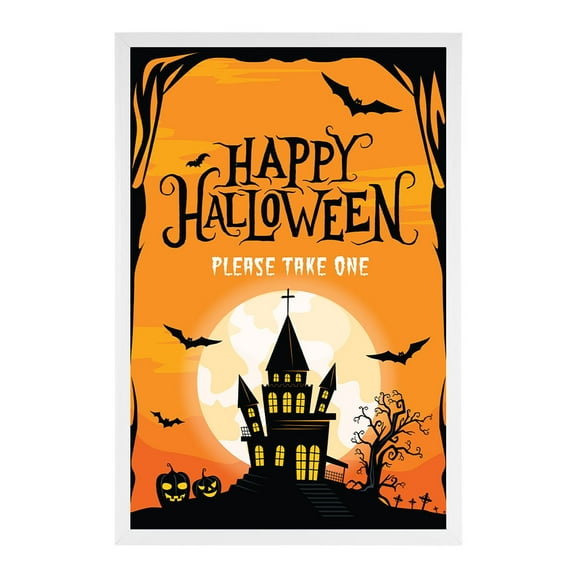 Koyal Wholesale Happy Halloween Candy Sign, Haunted House Please Take One 12 x 18 Inch Frame Included