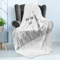 thumbnail image 4 of NYC Soft Flannel Fleece Blanket, New York City American Landmarks Cityscape with Famous Buildings Outline, Cozy Plush for Indoor and Outdoor Use, 60" x 80", Charcoal Grey and White, by Ambesonne, 4 of 5