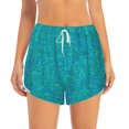 thumbnail image 3 of Uemuo Blue Green Glitter Pattern Women's Athletic Shorts High Waisted Running Shorts with Liner Pockets Gym Elastic Workout Shorts-X-Large, 3 of 9