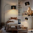thumbnail image 6 of Dimmable Floor Lamp, Arc Floor Lamp for Living Room, Arched Tall Modern Standing Lamp with Adjustable Star Shade, Black Mid Century Floor Lamp Tall Pole Lamp for Bedrooms,Office, 9W LED Bulb Included, 6 of 14