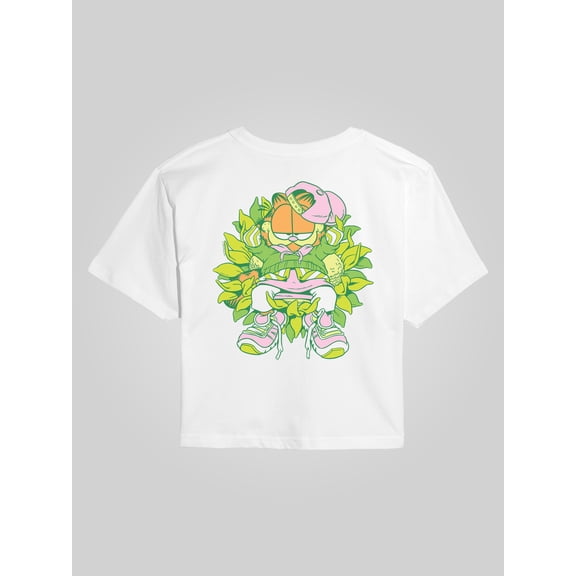 Garfield - Garfield Flower Bed - Juniors Cropped Graphic T-Shirt