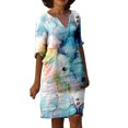 thumbnail image 1 of EQWLJWE Robes d'Été pour Femmes 2023 Mode Femmes Été Rétro Décontracté Chandail Imprimé Aguichant Robe à Manches Courtes, 1 of 4