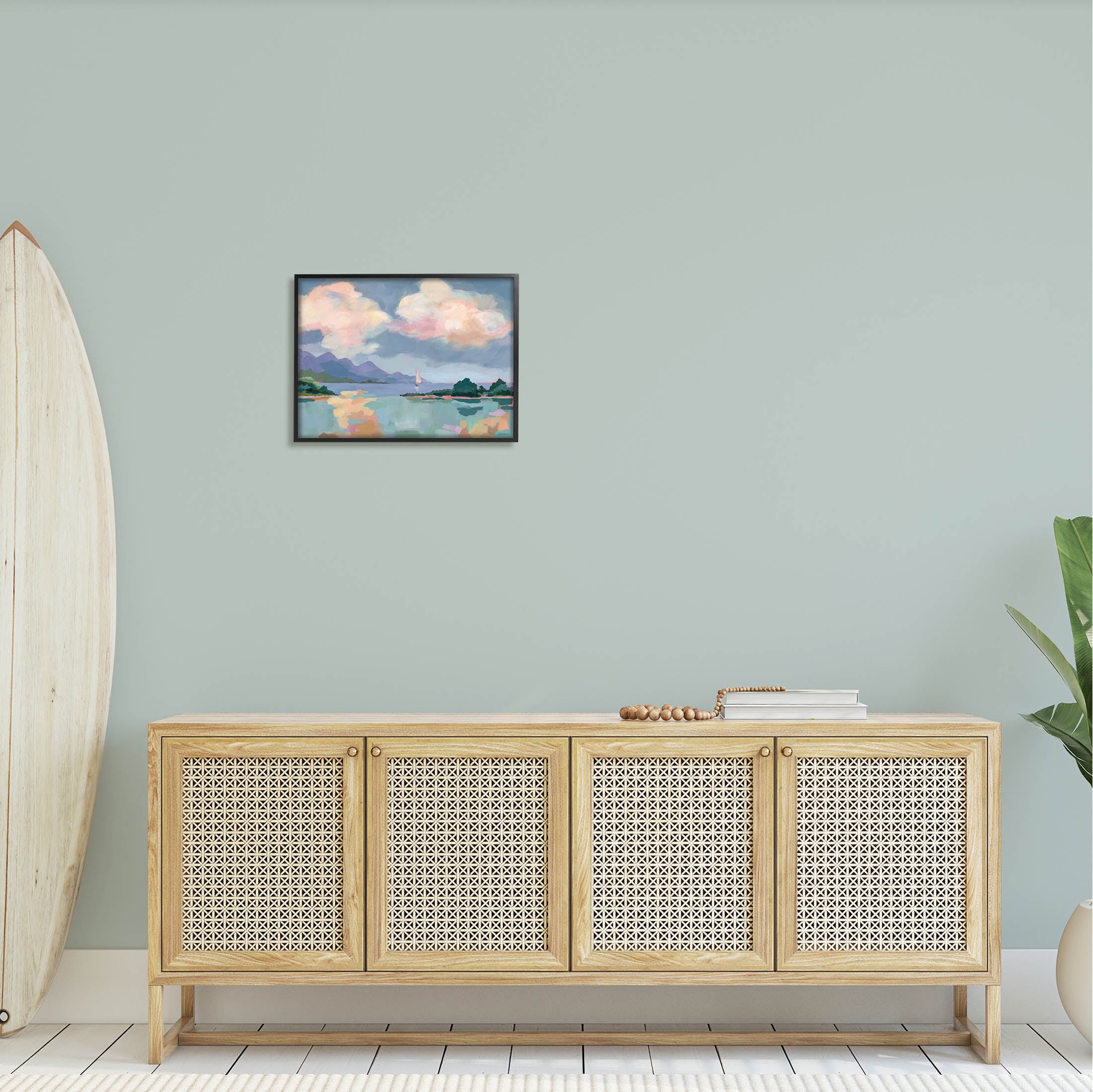 Stupell Industries Escape Peaceful Bay Landscape Painting Black Framed Art Print Wall Art, Design by Brinley Designs