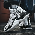 thumbnail image 4 of Bolognifi Men's High Top Basketball Shoes with Graffiti Style Breathable Mesh and Cushioned Midsole, Suitable for Indoor/outdoor Wear, 4 of 8