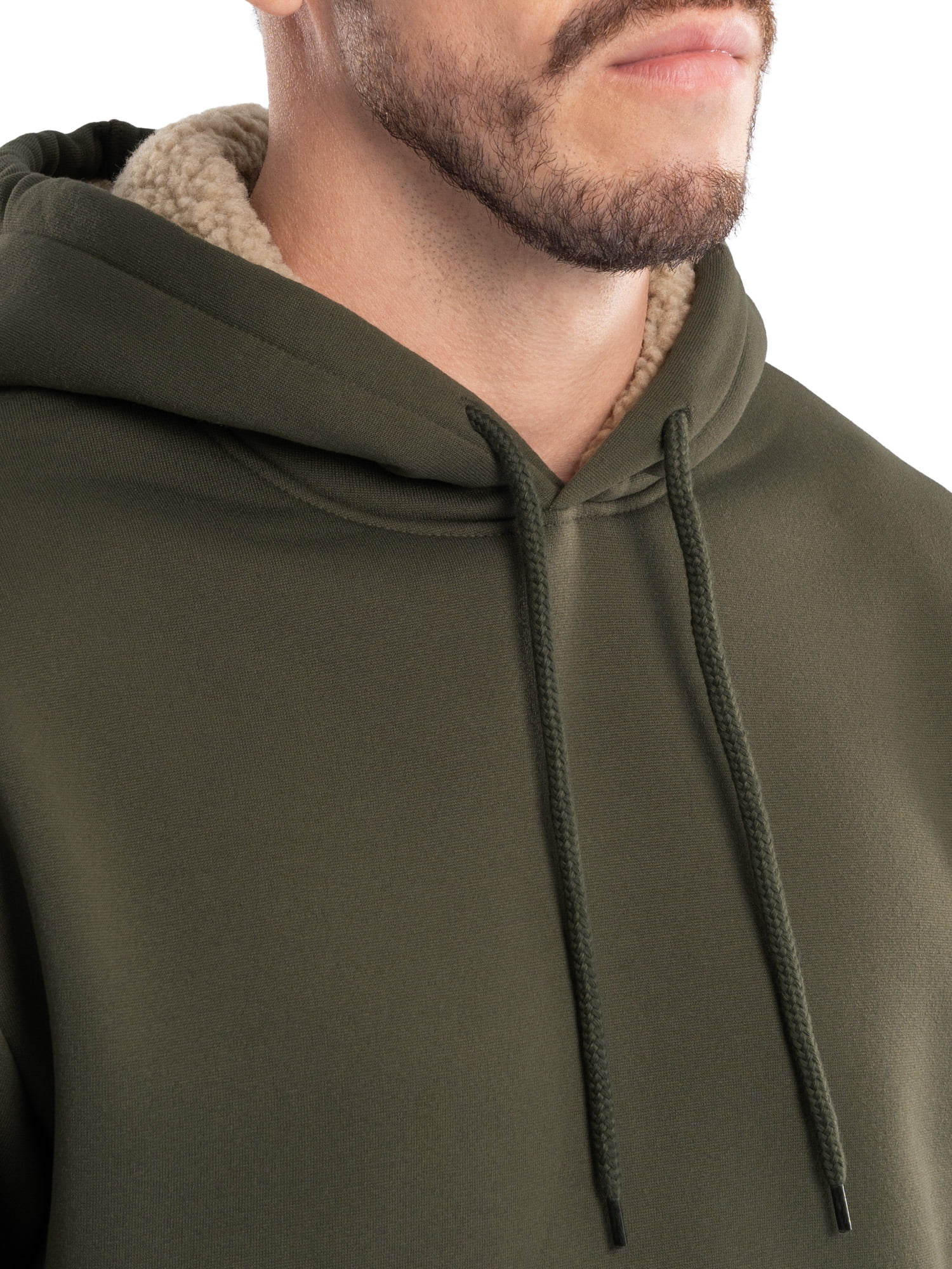 Wrangler Workwear Men's and Big Men's Relaxed Pullover Hoodie with Faux Shearling Lining, Sizes S-3XL