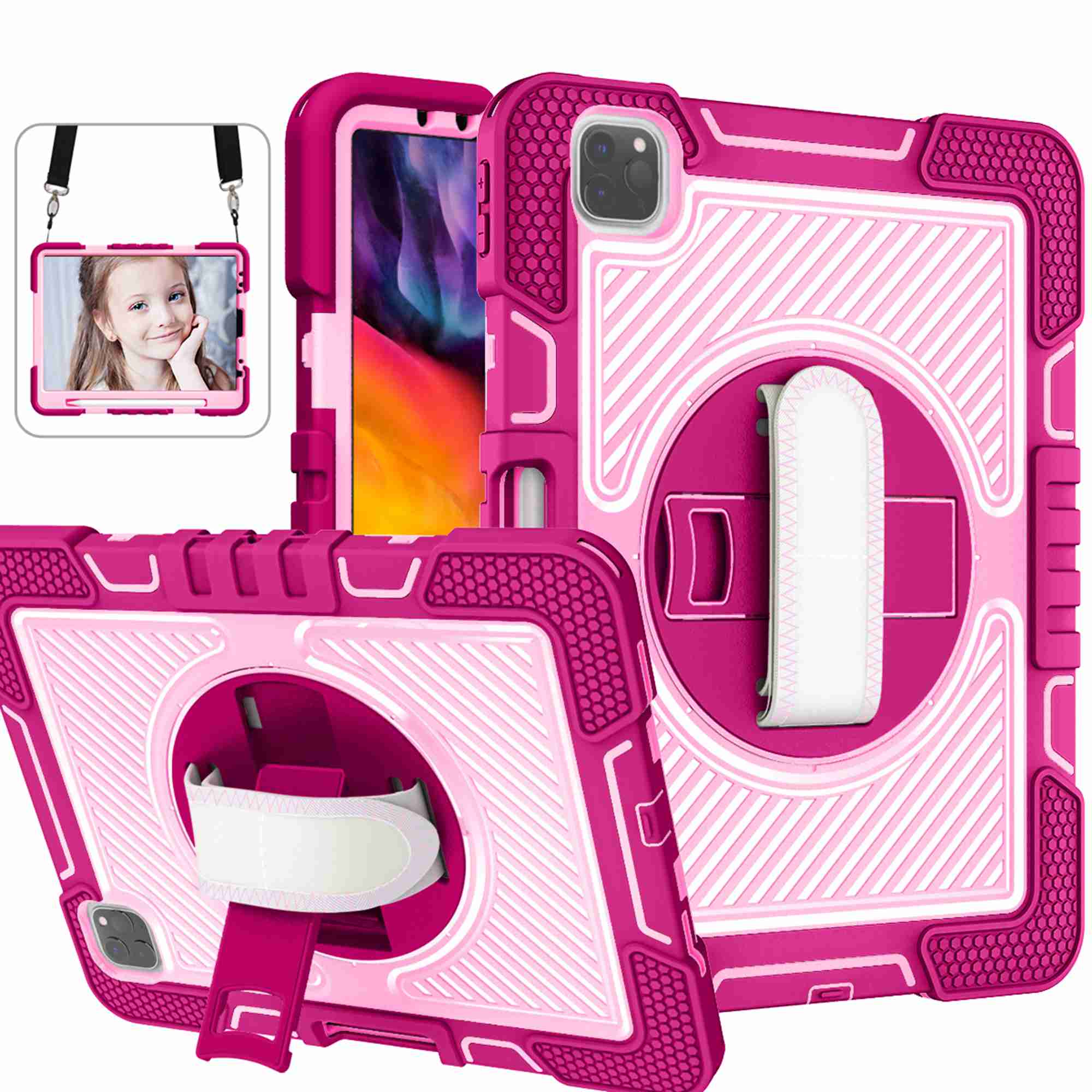 TECH CIRCLE Case For IPad Pro 11" And IPad Air (5th/4th Generation) 10.9" - Durable Shockproof Rugged Case With Hand/Shoulder Strap & Pencil Holder, Protective Sturdy Stand Cute Kids Cover, Mint