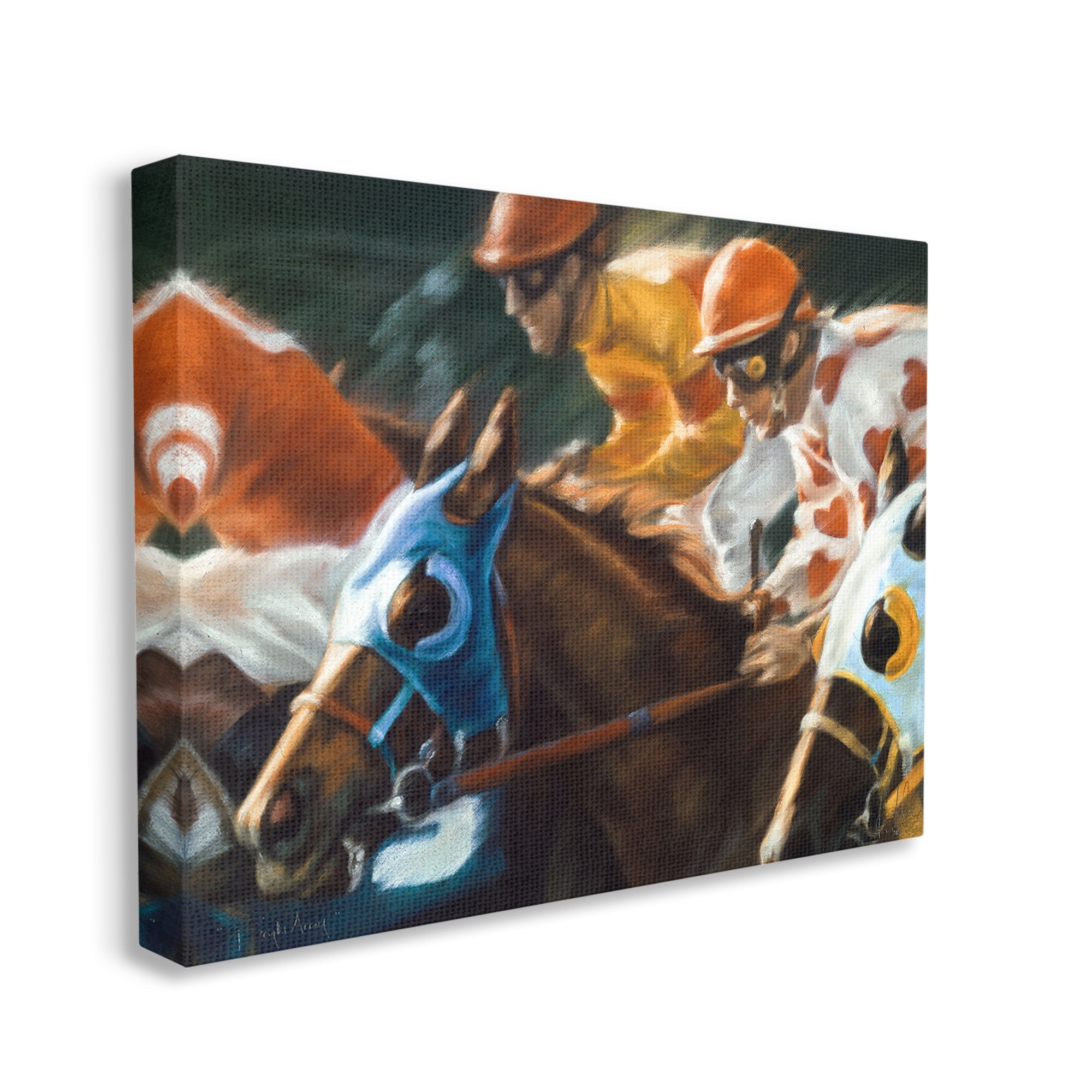 Stupell Industries Equestrian Jockeys Racing Animals & Insects Painting Gallery Wrapped Canvas Art Print Wall Art, 48 x 36