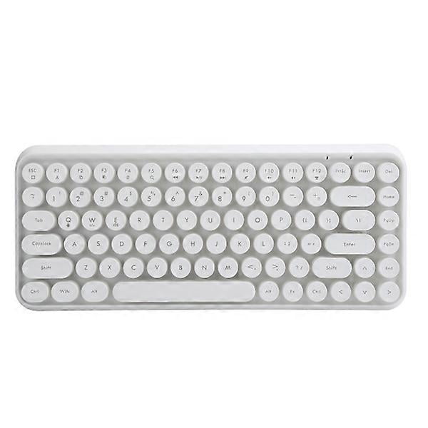 Ajazz Wireless Keyboard Bluetooth 84 Keys Retro Round Keycap Gaming Office Supplies 308IIvory White