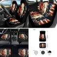 thumbnail image 2 of Jeiento 17 Piece Car Seat Cover Full Sets for Women Men, Universal Car Front Back Seat Cover Floor Mats Steering Wheel Covers Seat Belt Pads Coaster Keychain, American Flag Horse Print, 2 of 6