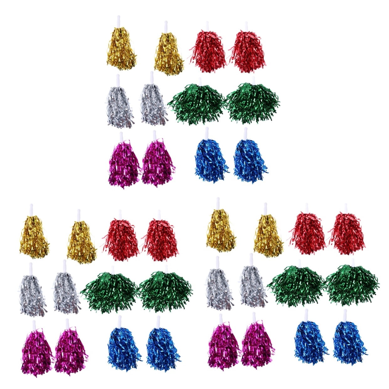 3 Count Cheerleader Pom Poms Black Yellow Handle with Handles Child