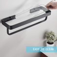 thumbnail image 3 of Simve Estante de vidrio templado para baño de 15,7 pulgadas con barra para toallas, organizador de ducha de aluminio montado en la pared, gabinete de almacenamiento sobre inodoro, estante de tocador r, 3 of 9
