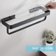 thumbnail image 3 of Simve Estante de vidrio templado para baño de 15,7 pulgadas con barra para toallas, organizador de ducha de aluminio montado en la pared, gabinete de almacenamiento sobre inodoro, estante de tocador r, 3 of 9