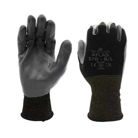 SHOWA® ATLAS® 370B General Purpose Work Gloves, Nitrile-Coated, Palm Dipped, Extra Large, 12 Pairs
