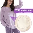 thumbnail image 3 of juego de pijama para mujer, ropa de dormir de manga larga, con almohadilla para el pecho, conjuntos de salón para mujer, conjuntos de cuello L (4 estilos), 3 of 5
