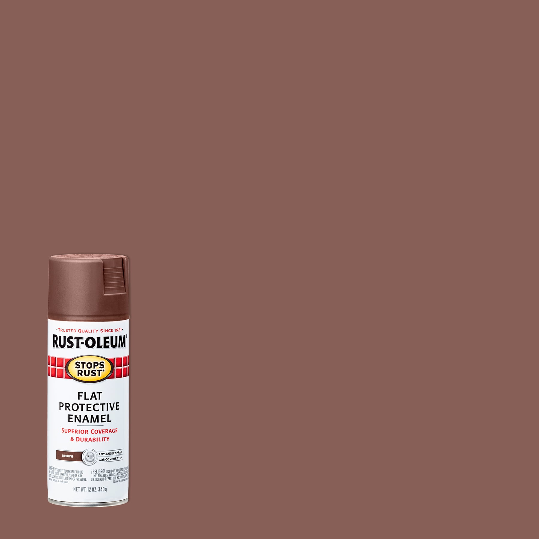 Brown, Rust-Oleum Stops Rust Flat Protective Enamel Spray Paint-214085, 12 oz