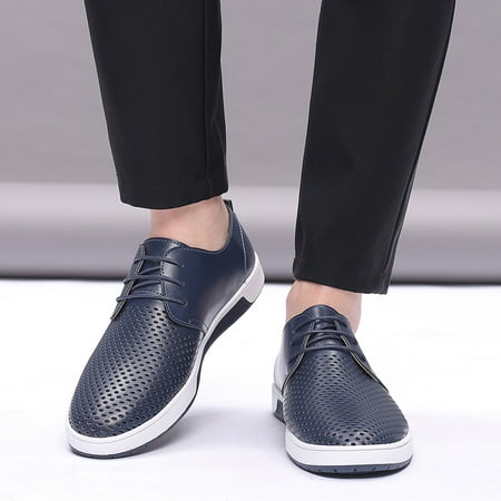 

PhoneSoap Summer Style Men s Summer Breathable Business Leisure Hollow Solid Leather Shoes Blue