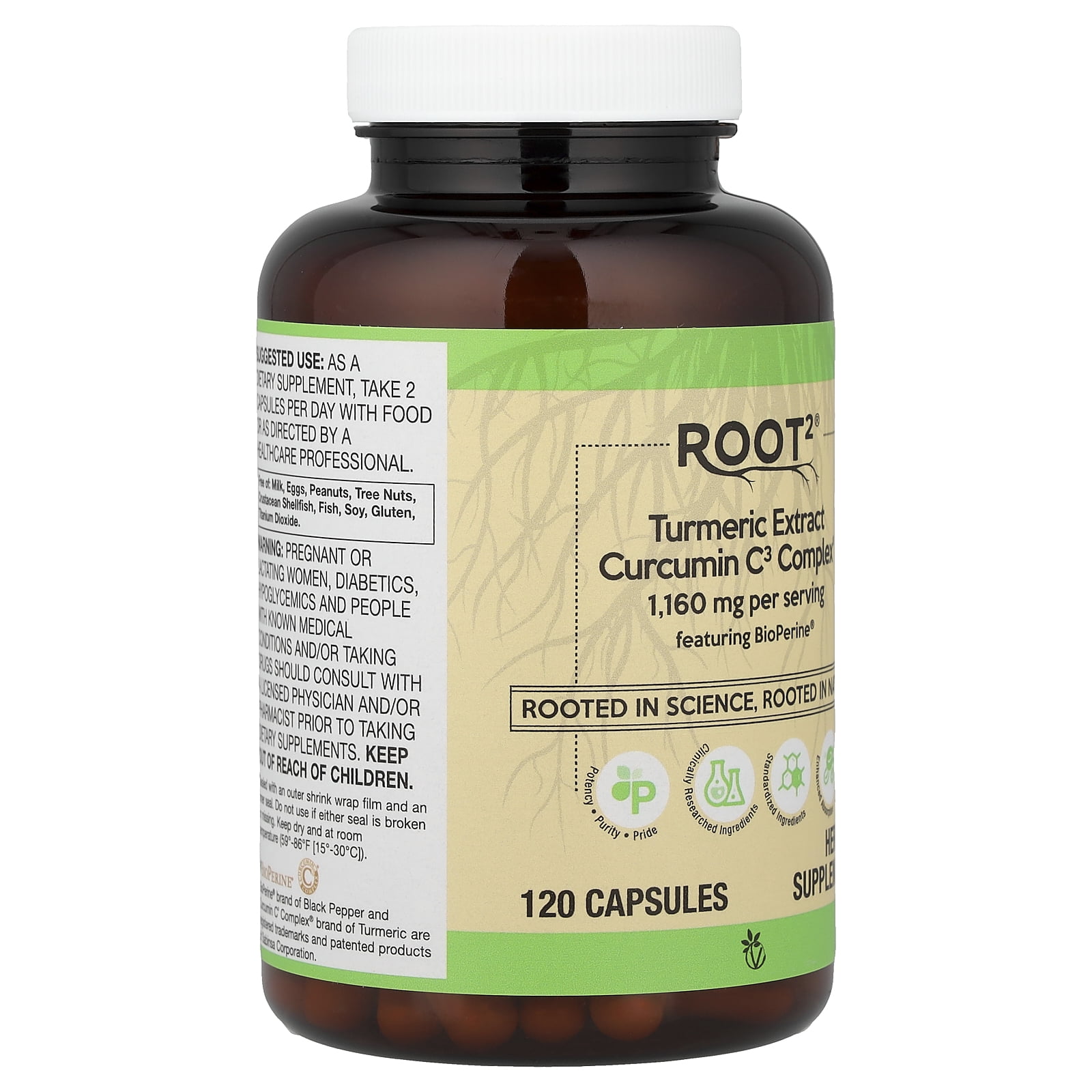 Vitacost Root2®, Turmeric Extract Curcumin C3 Complex®, 120 Capsules