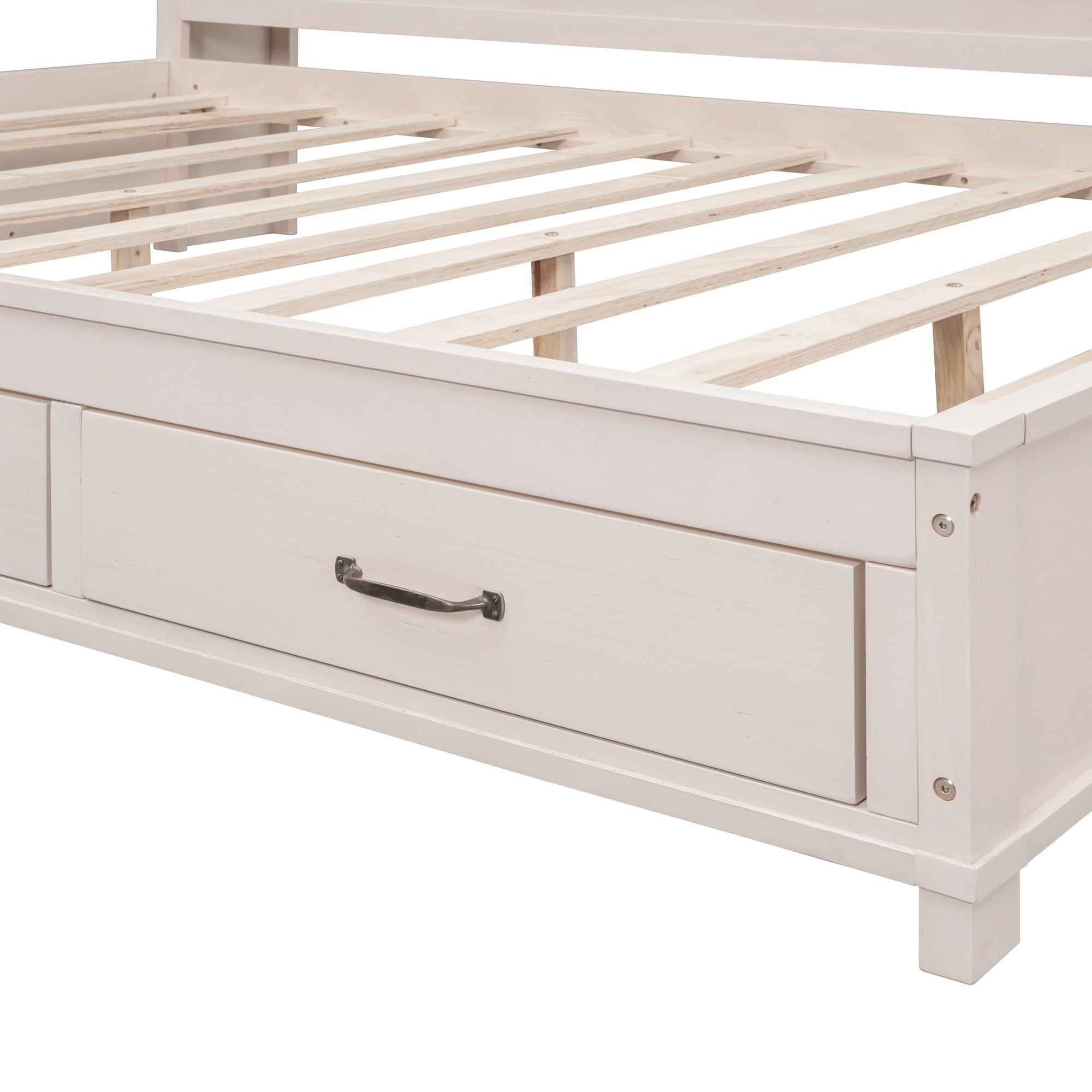 Sailvan Full Size Wooden Daybed with 3 Storage Drawers, Upper Soft Board, Shelf, Set of Sockets
