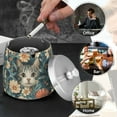 thumbnail image 4 of Yayeee Ashtray with Lid for Cigarette Smokeless Stainless Steel Home Ash Holder, Flowers Cat, 4 of 7