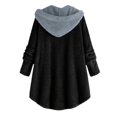thumbnail image 2 of Lindbes Clearance Womens Plus Size Button Jacket Plush Solid Color Hooded Jacket Loose Cardigan Coat Winter Jacket Sweater, 2 of 3