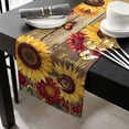 thumbnail image 3 of Sunflower Brown Wooden Cotton Linen Table Runner 13 x 72 inch Vintage Flowers Butterfly Non-slip Rectangular Dining Table Decor for Wedding Party Holiday Dinner, 3 of 8
