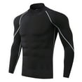 thumbnail image 4 of LIIPEE Men T Shirts Casual Long Sleeve High Neck Solid Color T Shirt Male Fitness Warm Lined Tee Tops Outdoor Training Comfortable Soft Breathable Daily Clothing,BK2,S, 4 of 5