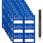 120 Pieces Hello Name Tags with Black Marker Pen, Hello My Name is Stickers Newborn Baby Name Sticker Labels for School Office Home