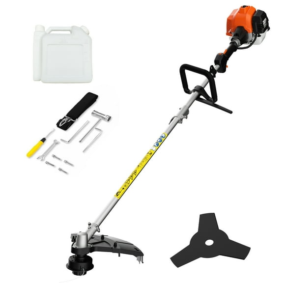 MAXLANDER 26cc Gas Weed Wacker, 2-in-1 Multi Tools, String Trimmer 17-Inch with 10-Inch Brush Cutter, Use 2 Cycle Air-Cooled Engine with Rubber Handle & Shoulder Strap Included, for Mowing Lawns