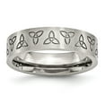 thumbnail image 1 of Solid Stainless Steel Engraved Trinity Irish Celtic Knot Symbol Matte Brushed Finish 6mm Wedding Band Ring Size 10, 1 of 7
