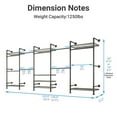 thumbnail image 6 of Timate F5 Expandable Wall Mounted Clothes Rack, Heavy Duty Industrial Pipe Closet System with 8 Shelves & 4 Hanger Rods (Fits 10'3"-12'3" Spaces), Black, 6 of 6