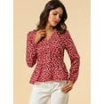 thumbnail image 3 of INSPIRE CHIC Women's Elegant Dots V Neck Smocked Ruffled Hem Peplum Top, 3 of 6
