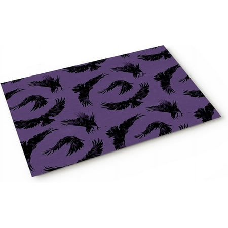 

Halloween Indoor Doormat Entrance Floor Mat Rubber Backing Anti-Slip Door Mat Door Rugs for Bathroom Kitchen Decorch Crows Repeated Arrangement Purple Texture 20x32 Inch