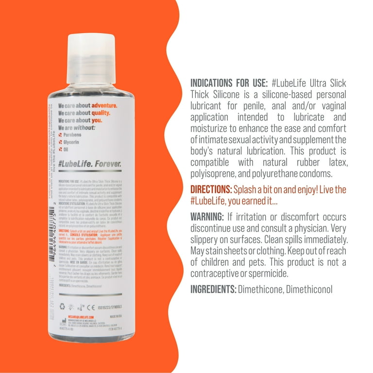 Lube Life Silicone Based Personal Lubricant, Non-Sticky Sexual Safe Gel for  Men, Women & Couples, 8 fl oz