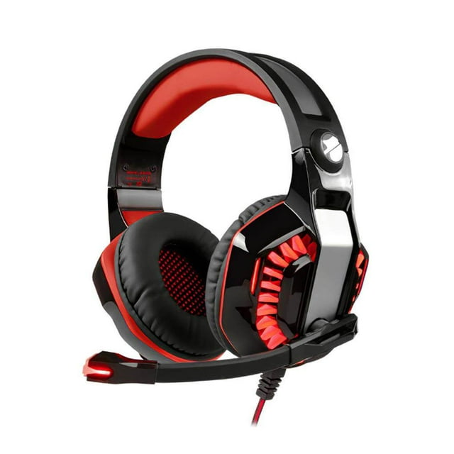 ruzhgo Glaring Cool Light Gaming Headset Skin Friendly Gamer Headphone Practical Wired Headphone Corded Headset Adjustable Microphone Headset for Gaming Computer Laptop Red