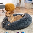 thumbnail image 3 of Best Choice Products 23in Dog Bed Self-Warming Plush Shag Fur Donut Calming Pet Bed Cuddler - Gray, 3 of 8