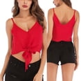 thumbnail image 2 of Mujeres Verano Crop Tank Tops Chaleco Botón Playa Cami Ropa Rojo s, 2 of 9