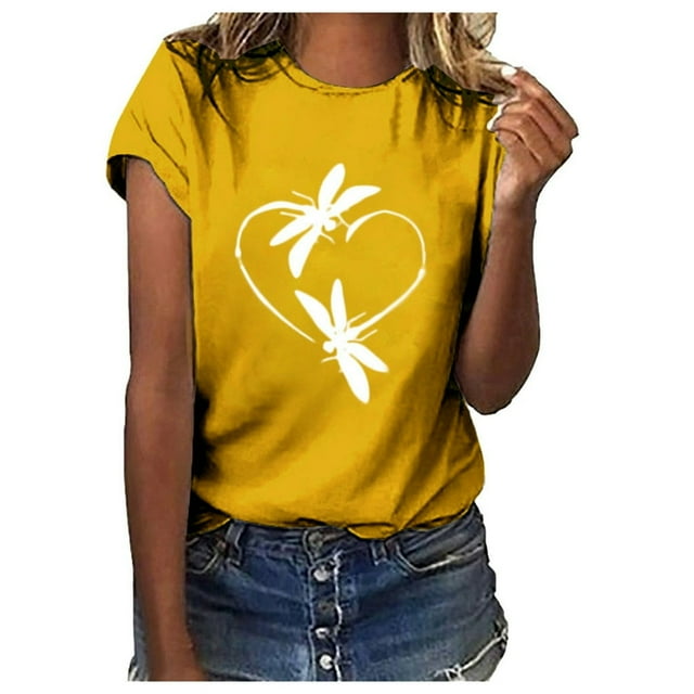 OUSITAID T-Shirt à Manches Courtes à Col Rond à Manches Courtes pour Femme