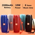 thumbnail image 5 of 1OW Portable Bluetooth Speaker Bluetooth Column Wireless Bluetooth Speaker Powerful High BoomBox Outdoor Bass HIFI TF FM Radio with LED Light(Green), 5 of 5