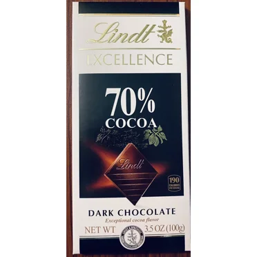 Lindt Dark Chocolate 70% Cocoa EXCELLENCE Bar 3.5 oz Exceptional Flavor - 1 Bar