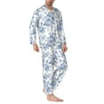 thumbnail image 2 of Naloa Rose Flowers Men’s Pajamas Set - Long Sleeve Button Down Sleep Shirt and Pajama Bottoms Sleepwear Set-X-Large, 2 of 7