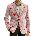 thumbnail image 5 of Men's Printed Corduroy Pocket Blazer, Casual Suit Cardigan Jacket, Pink, L, 5 of 6