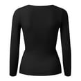 thumbnail image 5 of Women Blouses Chiffon Tunic Loose Long Sleeve Tees for Women V Neck Long Sleeve T Shirts Pack Peach Blouse Dressy T Shirt Top Work Shirt 6 Foam Sportswear Peach Turtleneck round Black S, 5 of 6