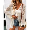 thumbnail image 5 of Women’s Crochet Tie Front Cardigan, Lightweight Open Knit Long Sleeve Boho Sweater, 5 of 6
